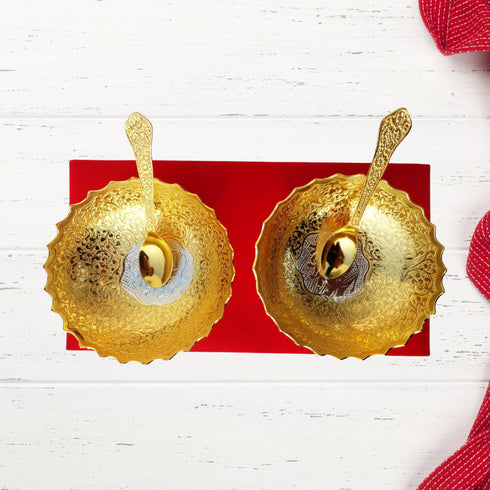 Brass 2 Bowl Set With Velvet Box 0.1kg